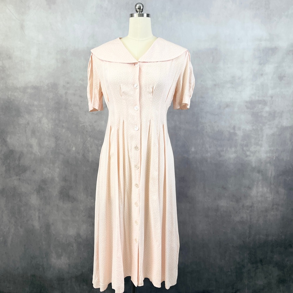 Ellen Ashley Womens Dress 8 Pink‎ Polka Dot Vintage 80s Cottagecore Coquette